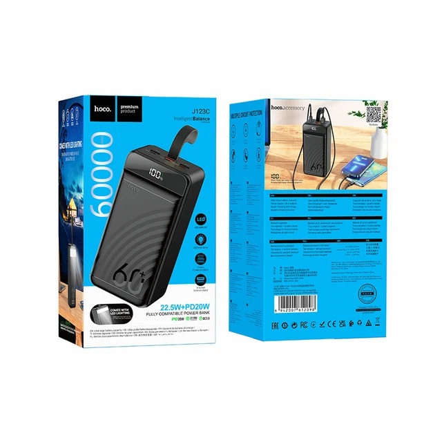 پاوربانک هوکو مدل J123C 22.5W ظرفیت 60000 میلی آمپر ساعت - 2997