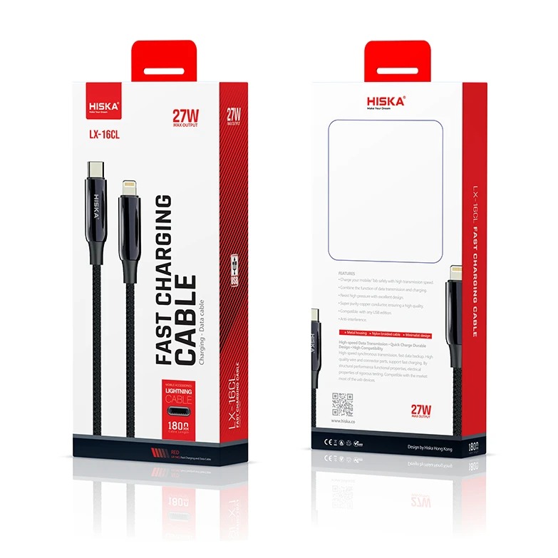 کابل تایپ سی به آیفون (Type-C to Lightning) هیسکا (HISKA) طول 1.8 متر مدل LX-16CL - 4137